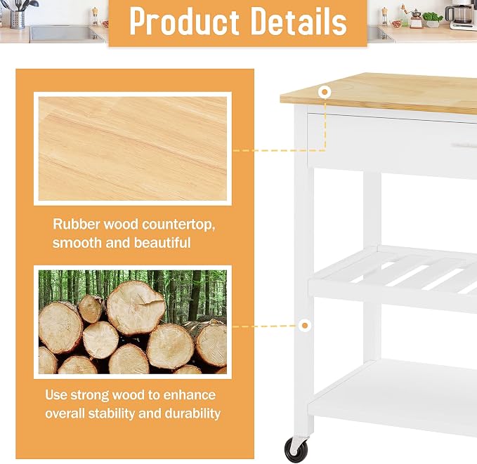 JY QAQA 40" Kitchen Island on Wheels - Image 5