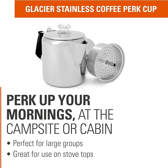 GSI Outdoors Percolator Coffee Pot I Glacier Stainless Steel - Image 2