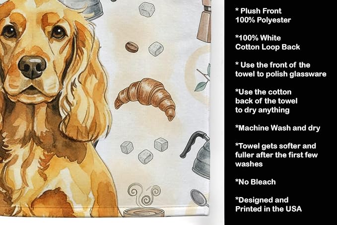 Caroline's Treasures Golden English Cocker Spaniel Coffee Bar Kitchen Towel - Image 4