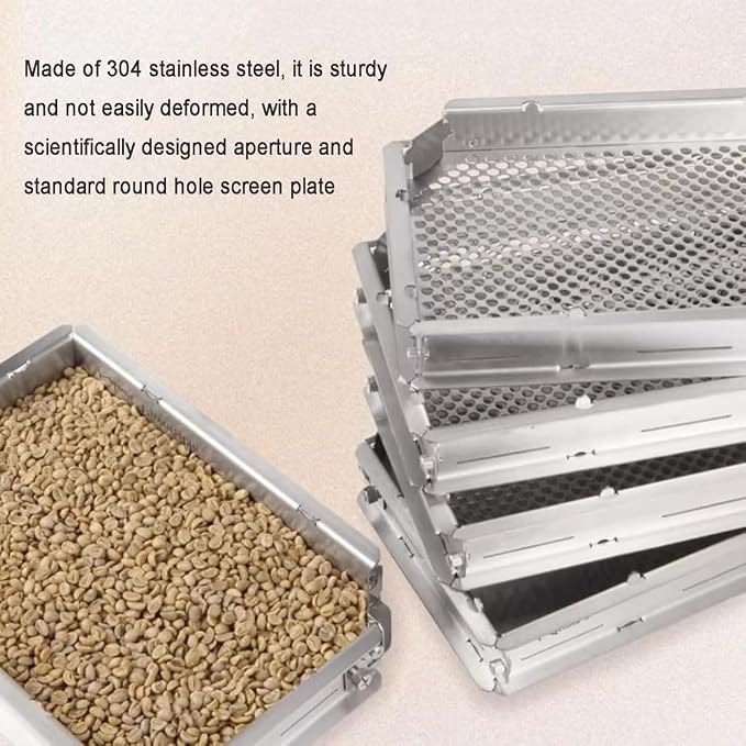 Coffee Bean Grading Sieve with Bottom Tray, Stainless Steel Round Sifterwith - Image 3