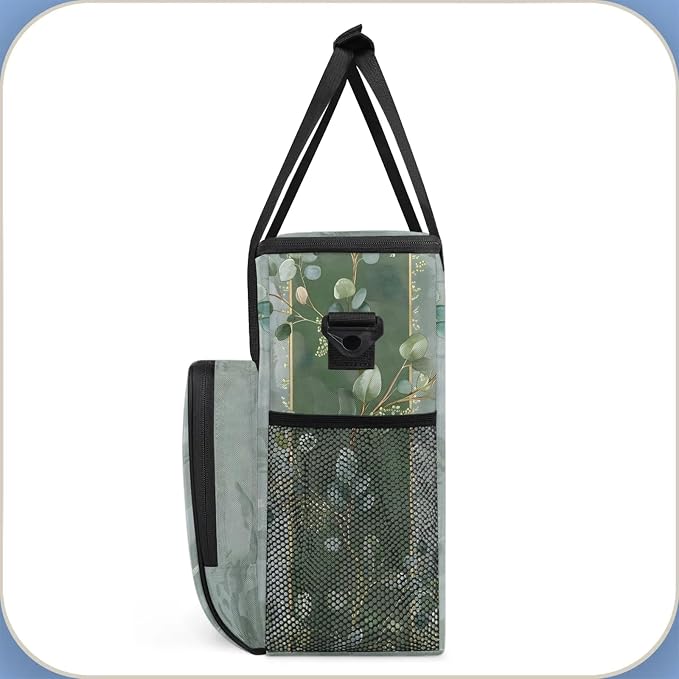 Eucalyptus Leaves Green Leaves Coffee Maker Carring Bag, Large Insulated - Image 4