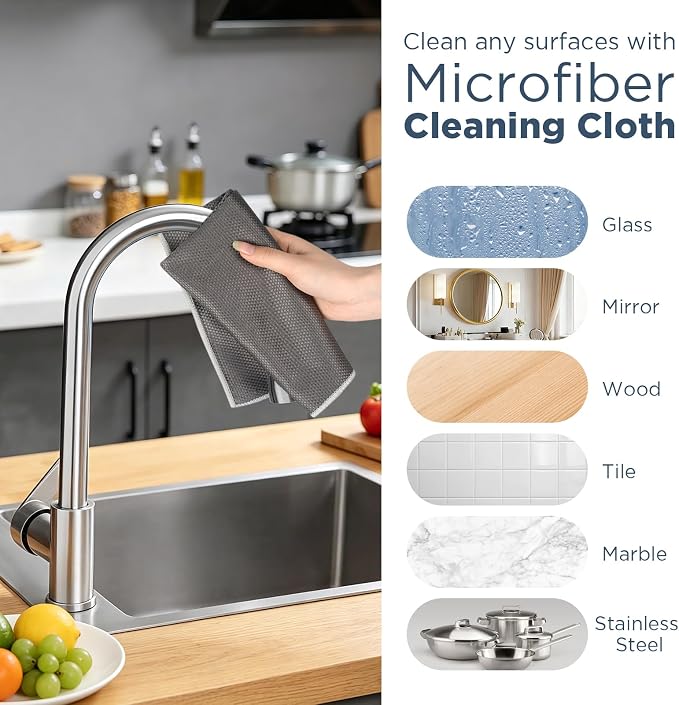SINLAND Microfiber Glass Polishing Cleaning Cloths Fish Scale Cloth Wipes - Image 3