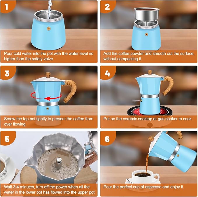 6 Cup Aluminum Espresso Stovetop Moka Pot Express Coffee Maker Percolator - Image 8