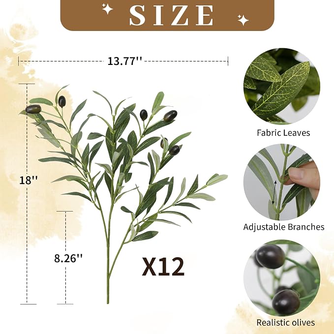 Leftover 12PCS 18Inch Faux Olive Branches - Image 3