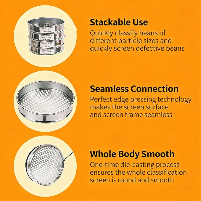 Coffee Bean Grading Sieve, Stainless Steel Round Hole Bean Sifter, - Image 5