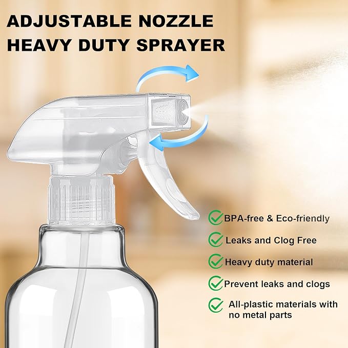 Glass Spray Bottles with Silicone Sleeve 16.9oz 2 Pack Empty Spray Bottle - Image 2