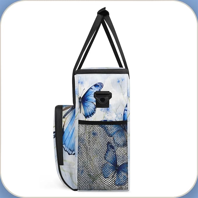 Butterfly Flowers Coffee Maker Carring Bag, Large Insulated Storage Organizer - Image 4
