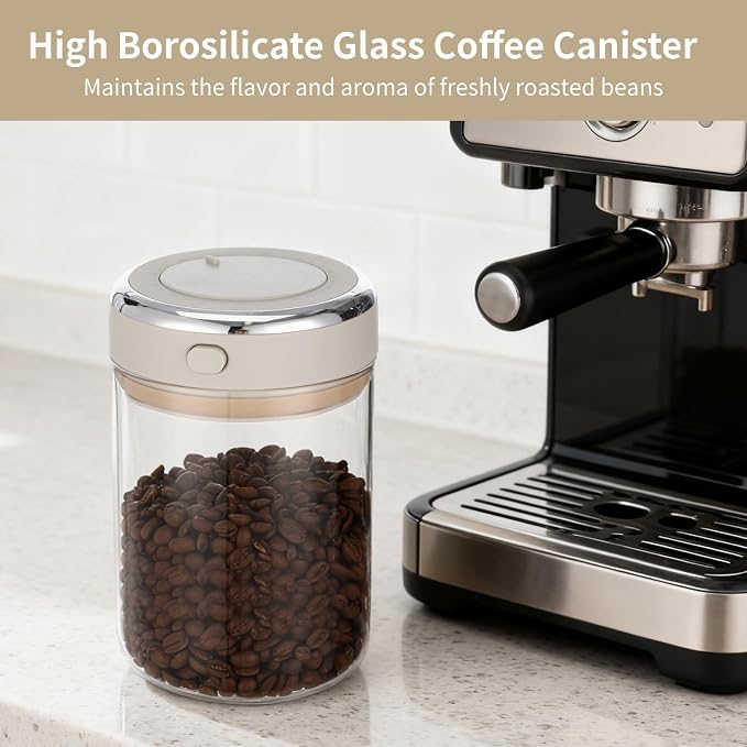Homaisson 2 PCS Glass Coffee Canister 1100ml, Airtight Coffee Bean Storage Jar - Image 2