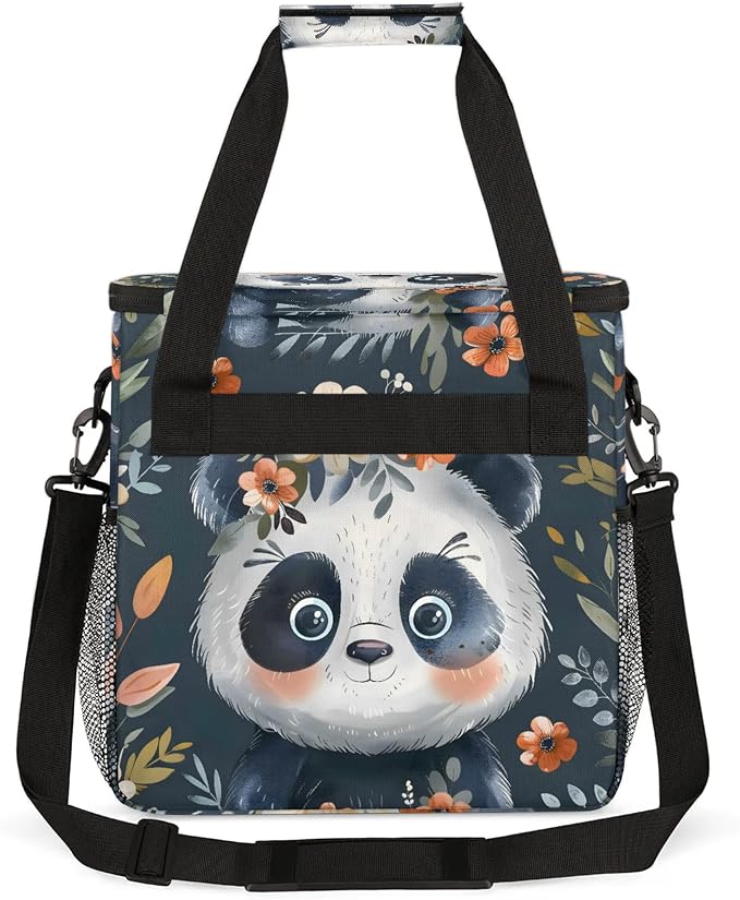 Panda Flower Coffee Maker Carring Bag, Large Insulated Storage Organizer Case - Image 5
