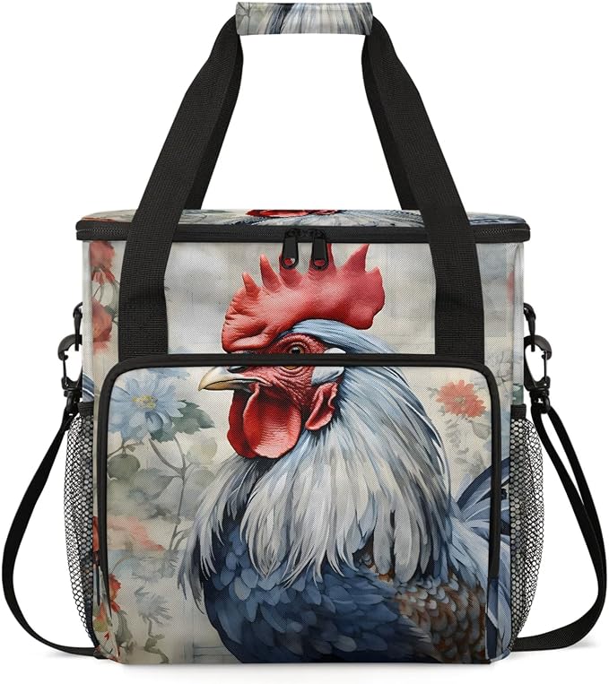 Vintage Rooster Cock Coffee Maker Carring Bag, Large Insulated Storage by Home