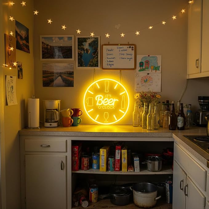 Beer Neon Sign Bar Neon Sign for Wall Decor, LED Dimmable It's Beer O'Clock - Image 8