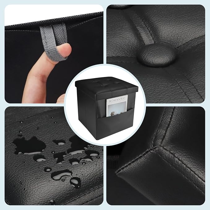 Bsketa Storage Ottoman Foot Rest Stool, Small Leather Storage Ottomans Bench - Image 6