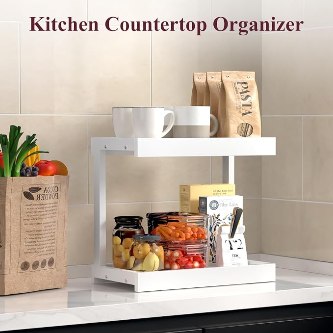 MARTY 2 Tier 15.75"x8.9" Large Countertop Shelf Organizer Spice Rack, Coffee - Image 6