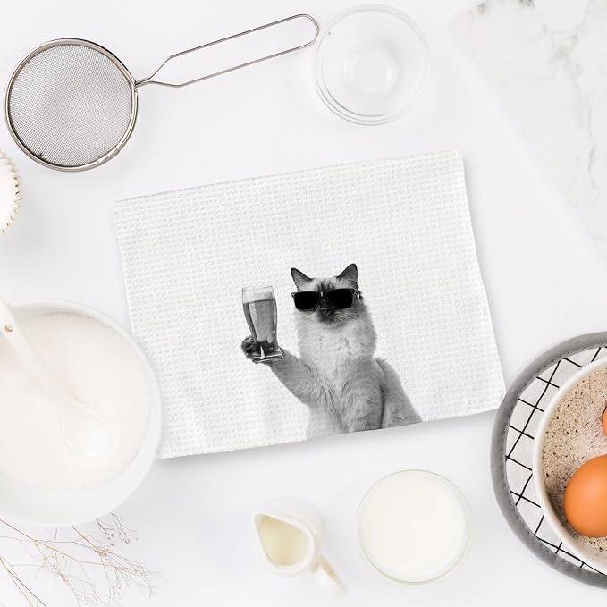 Ragdoll Cat Gifts Wine Kitchen Towels Set of 2, Funny Cats Beer Lover - Image 6