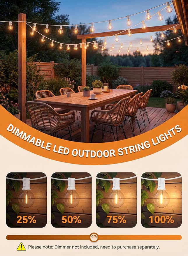 25FT G40 LED White Outdoor String Lights - Image 7