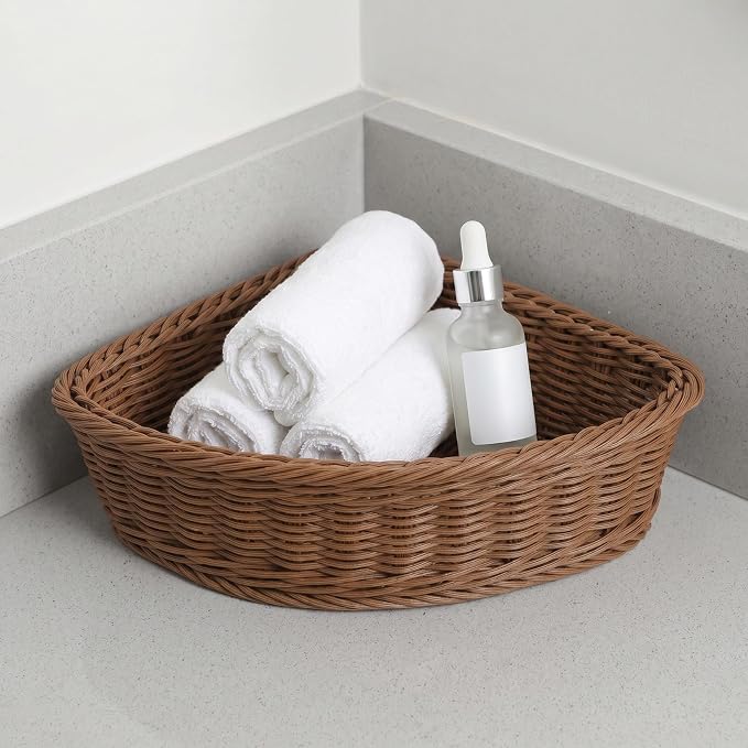 Luxshiny 2 Pack Triangle Corner Storage Baskets Plastic Corner Basket Organizer - Image 6