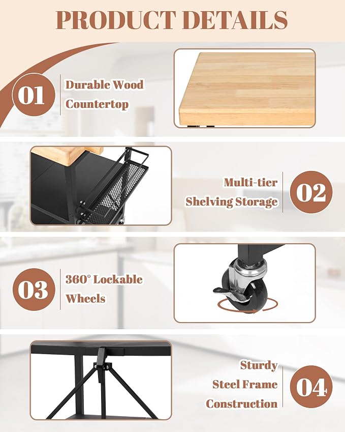 Mythinglogic Foldable Kitchen Cart - Image 4