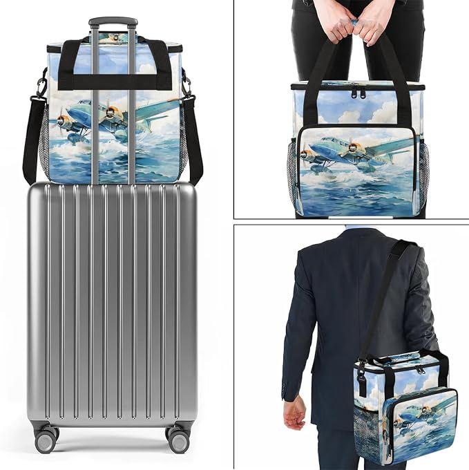 Aircraft Pattern Coffee Maker Carring Bag, Large Insulated Storage Organizer - Image 7