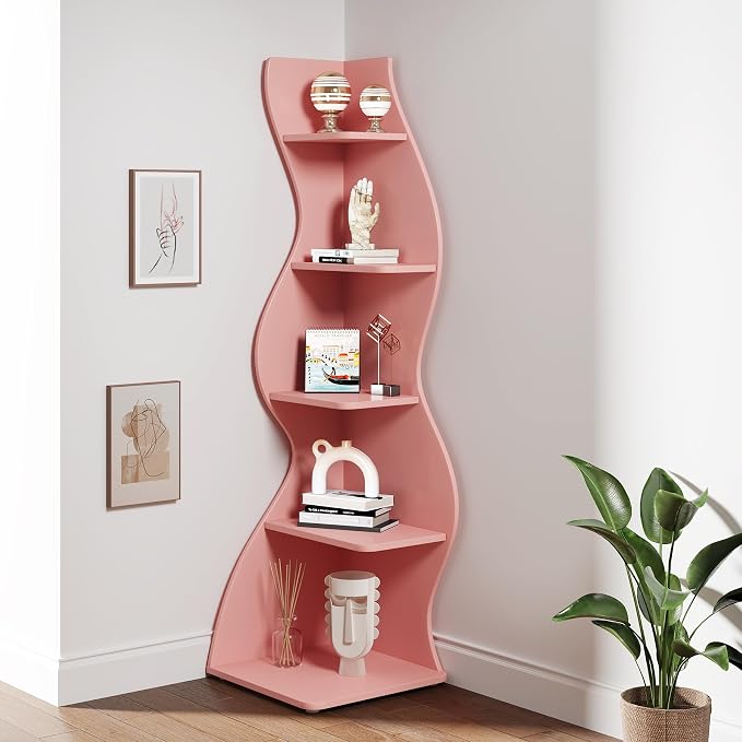 Tribesigns Corner Shelf, Modern 5-Tier Wall Corner Bookshelf, Stylish Corner - Image 8