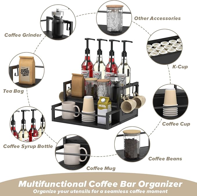 Coffee Syrup Organizer for Countertop, 2-Tier Coffee Bar Organizer - Image 4