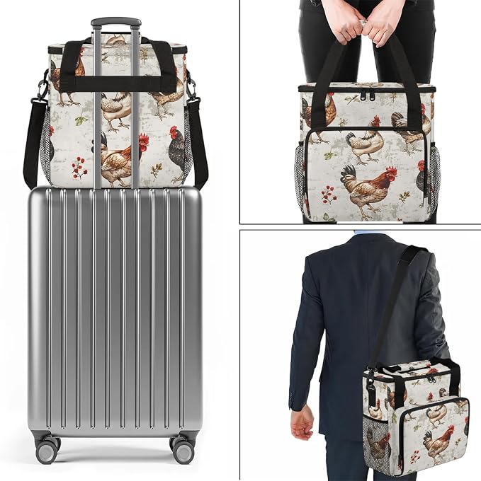 Chicken Cocks Nd Hens Coffee Maker Carring Bag, Large Insulated Storage - Image 7