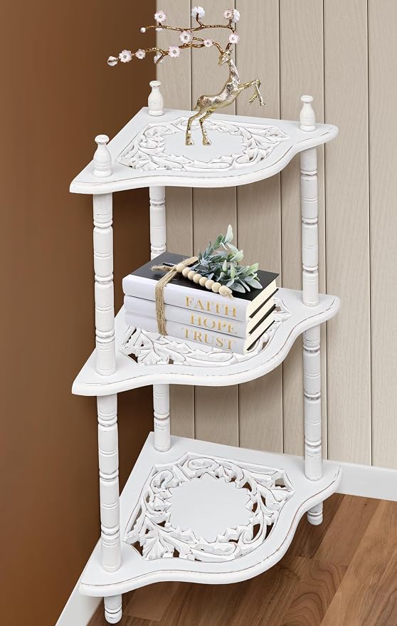 Antique White Corner Bookshelf - Image 7