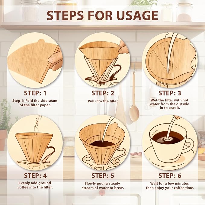 200 Count Coffee Filters V-60, Disposable Cone Coffee Filters 2-4 Cup, - Image 4