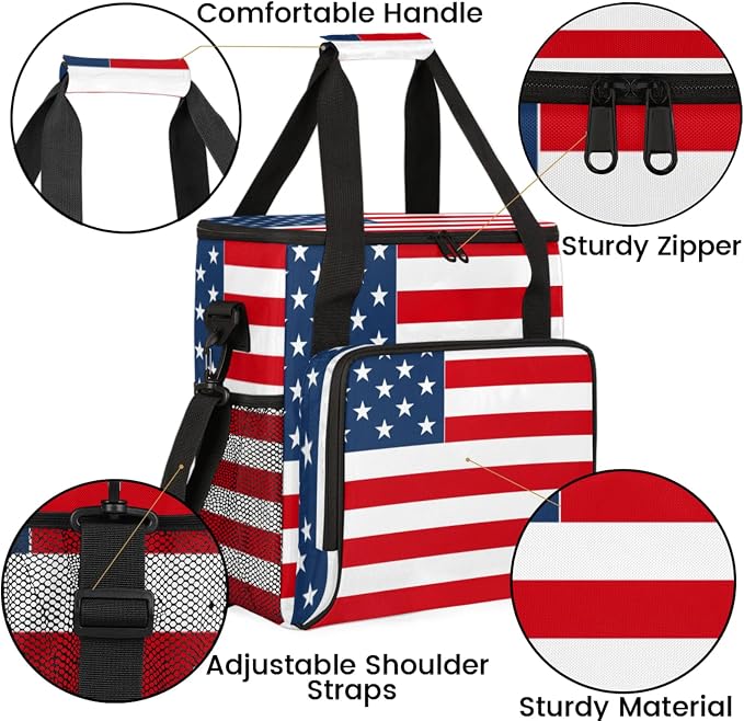 American Flag Coffee Maker Carrying Bag, Waterproof Insulated Leakproof Cooler - Image 6