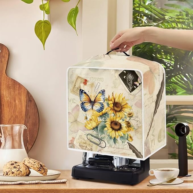 Sunflower Butterfly Coffee Maker Dust Protection Lightweight Kitchen Appliance - Image 5