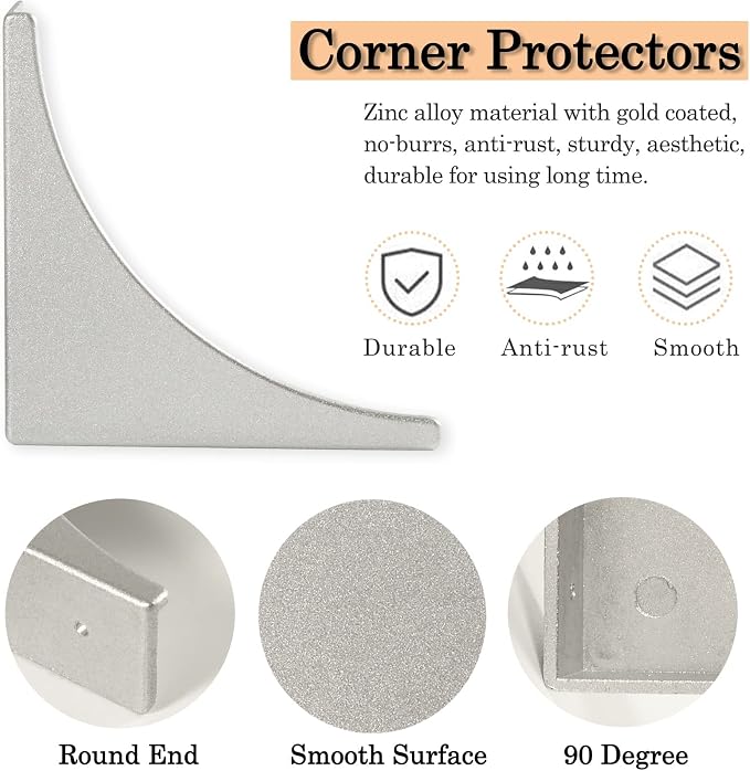 Metal Corner Guard for Furniture Decorative Table Corner Protectors 2.56'' Box - Image 5