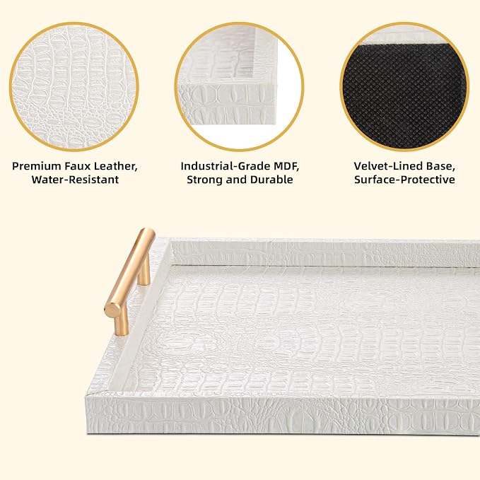 Modern Elegant Large Wood Serving Tray, Home Decorative Rectangle Ottoman - Image 3