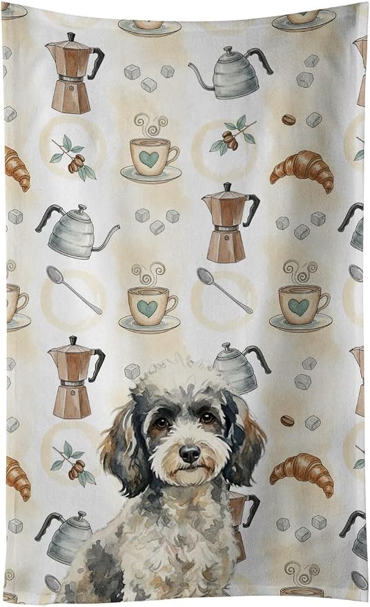 Caroline's Treasures Toy Parti Poodle Coffee Bar Kitchen Towel Velour Plush by CarolinesTreasures