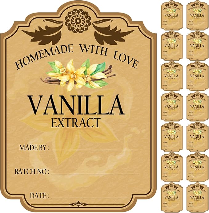 15PCS Vanilla Extract Labels, Holiday Gift Stickers Homemade Vanilla Stickers by Bmcndq