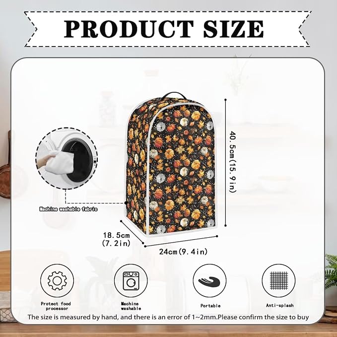 Pumpkin Maple Leaf Blender Cover Top Handle Portable Stand Mixer or Coffee - Image 6