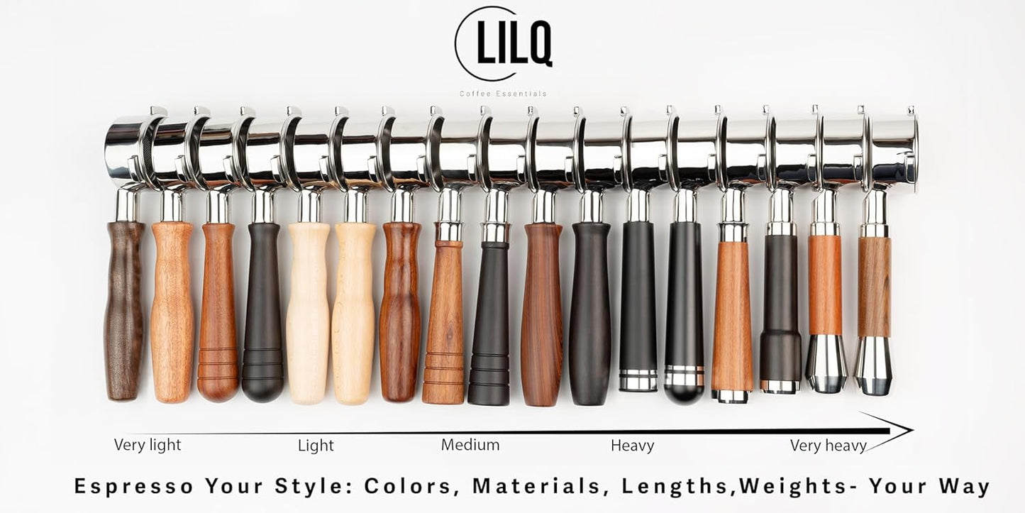 LILQ 58mm Bottomless Naked 2 Ears Portafilter Compatible with E61 Grouphead Machines– Includes 18–20g Basket (Aluminum Flat, 58mm For E61)
