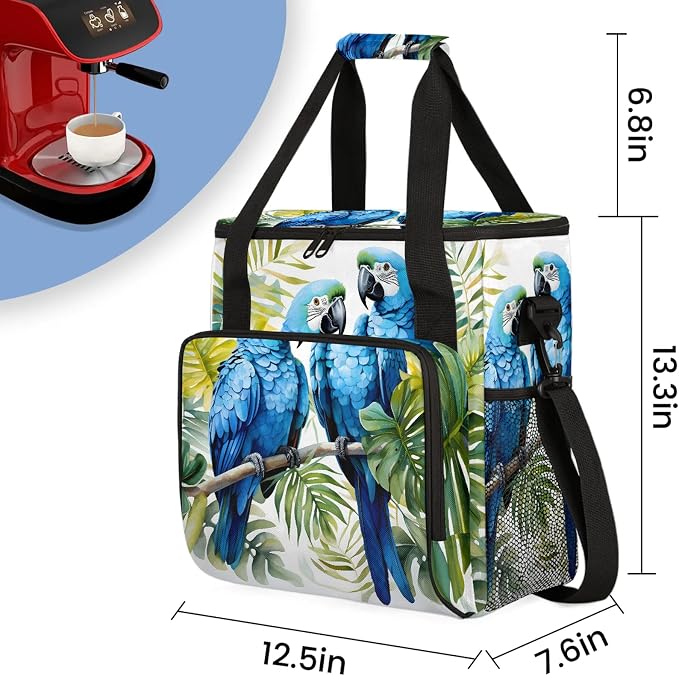 Tropical Parrot Coffee Maker Carring Bag, Large Insulated Storage Organizer - Image 2