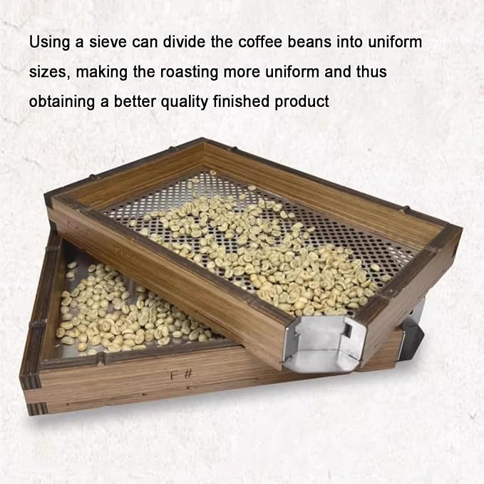 Coffee Bean Grading Sieve, Stainless Steel Screen and Wooden Frame, Round Hole - Image 3