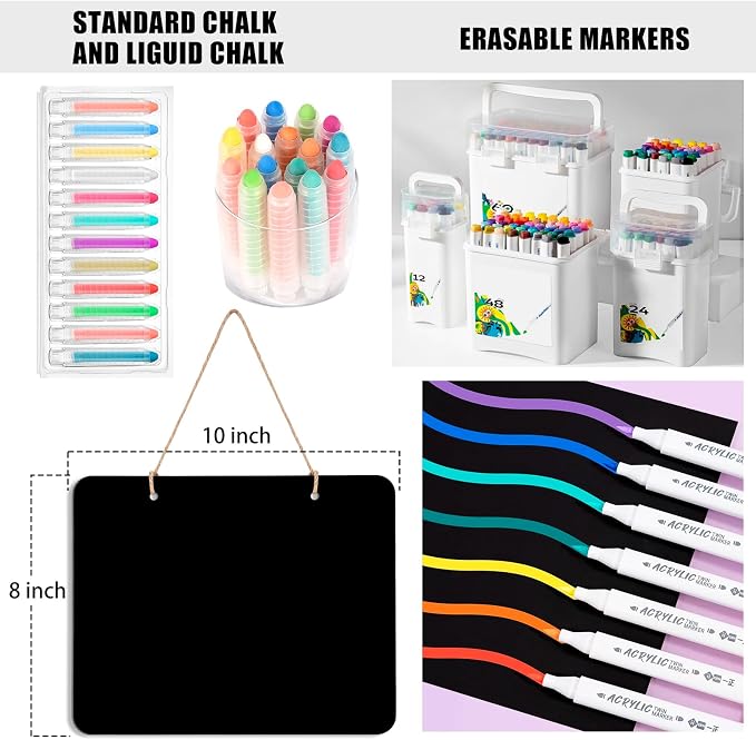 3Pcs Hanging Chalkboard Signs, 8x10 Inch Erasable Message Board Sign - Image 2