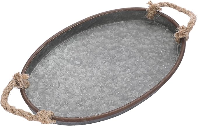 Hipiwe Galvanized Metal Iron Oval Tray - Image 9