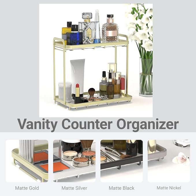Counter Organizer for Bathroom, Kitchen or Coffee Bar, Metal Shelf - Image 8