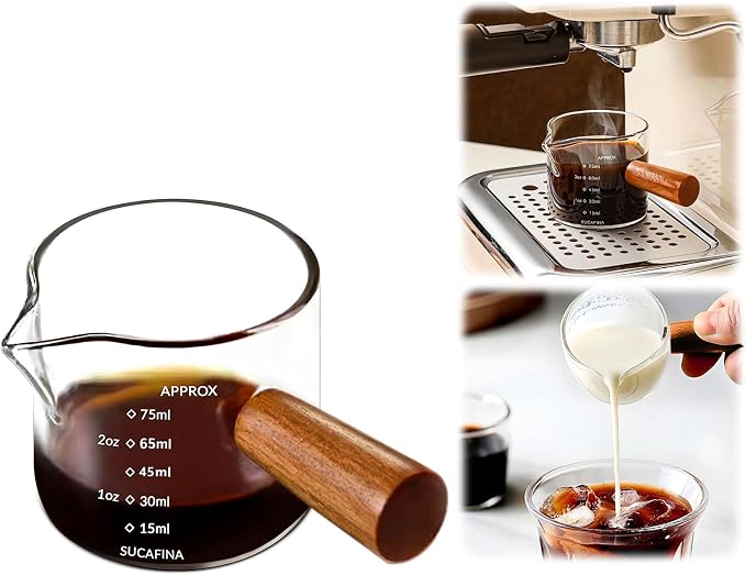 Espresso Cups with Handle 100ml Expresso Shots Glass Cup with Spout and Scale by Unknown