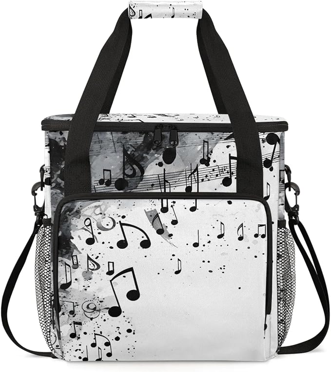 Musical Notes Coffee Maker Carring Bag, Large Insulated Storage Organizer Case by Home