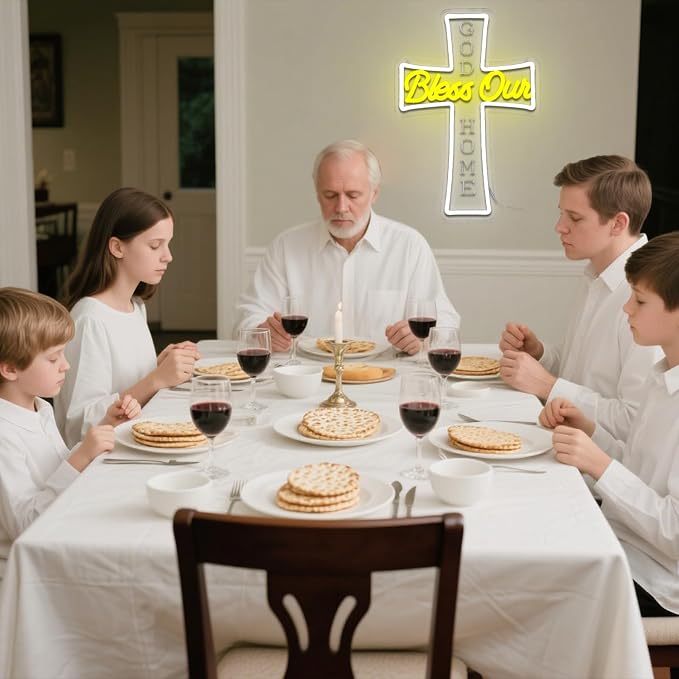 God Bless Our Home Neon Sign for Wall Decor Dimmable Jesus Cross Led Sign for - Image 7
