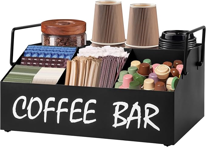 Coffee Station Organizer for Countertop, 5Compartments Coffee Bar Accessories by Unknown