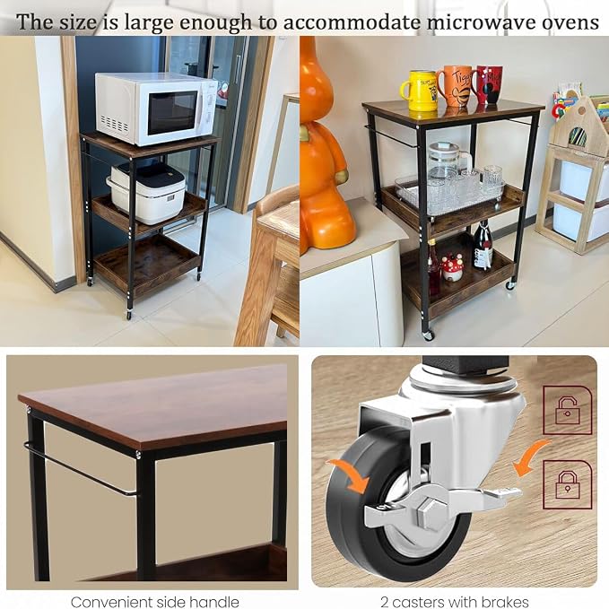 3-Tier Rolling Utility Cart - Image 4