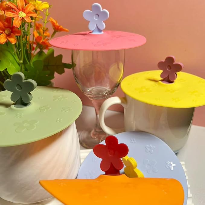 flower Silicone Cup Covers, Flexible Mug Covers, Tea Pots, Hot Cup Lids - Image 7