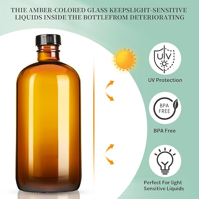GIVAMEIHF 8oz Amber Glass Spray Bottles, 3 Pack Glass Spray Bottles Refillable - Image 5