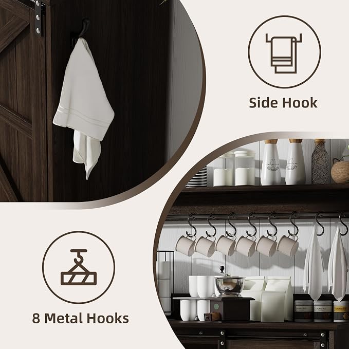 4ever2buy Farmhouse Coffee Bar Cabinet - Image 5
