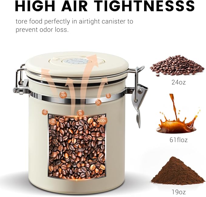 Airtight Coffee Container with Date Tracker & Spoon - Image 3
