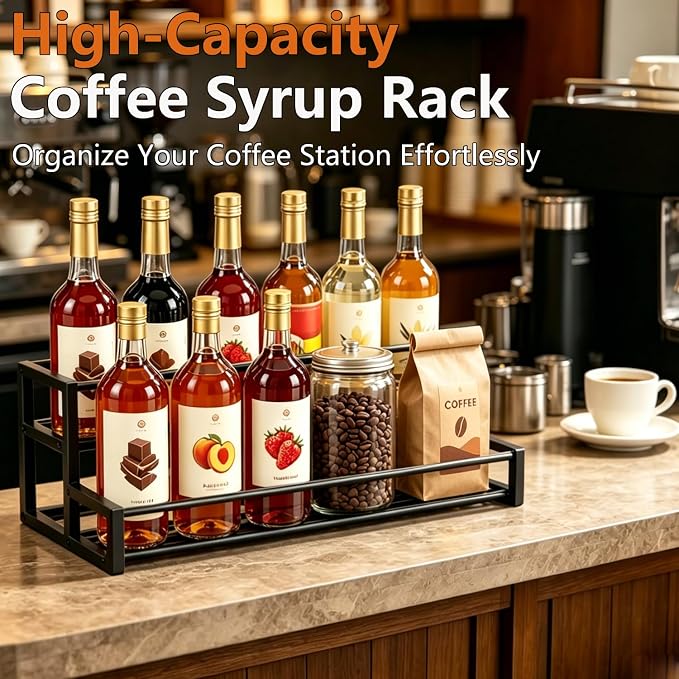 Expandable Coffee Syrup Organizer, Heavy Duty Syrup Rack Enlarged 6-12 Bottles - Image 4